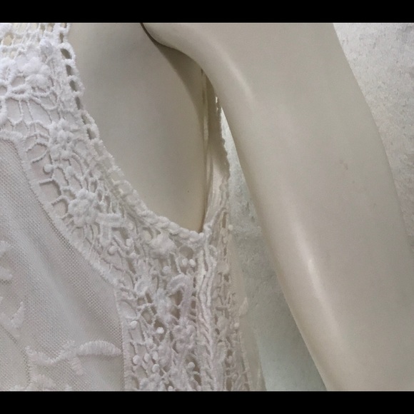 SKIES ARE BLUE WOMENS WHITE LACE & CROCHETED TOP S - Picture 6 of 13